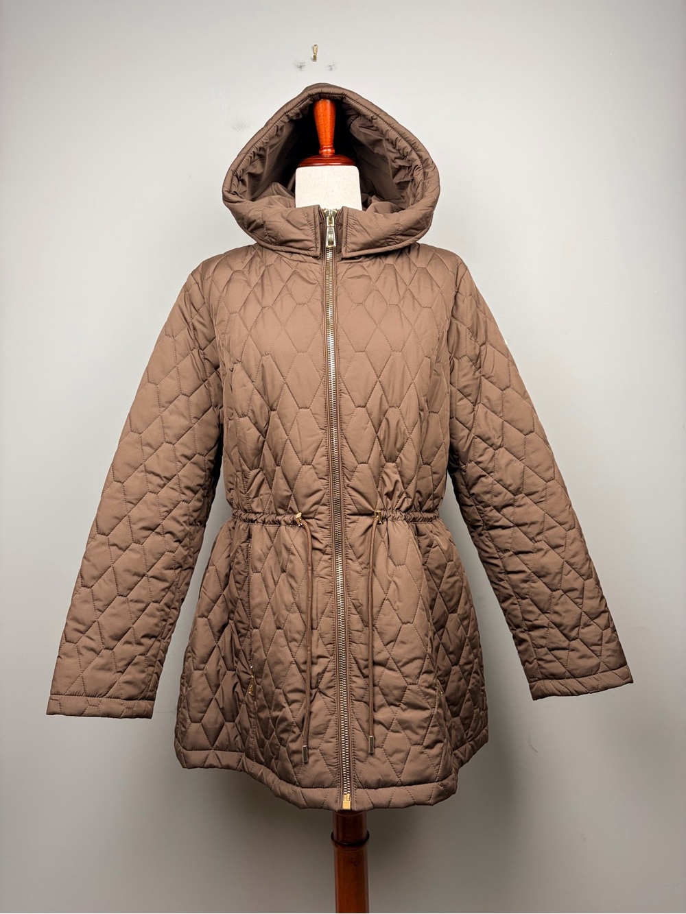 Laundry by Shelli Segal Quilted Hooded Puffer Coat‎ Jacket Brown XL